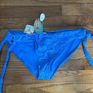 Vibrant Blue Leaf Print Bikini Bottom